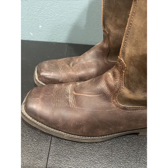Roper Western Boots Mens Sz 14 Brown Oiled Leather Work Play Cowboy Square Toe - Picture 5 of 9